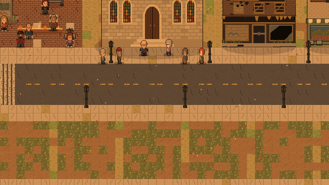 The whole town gathered on the plaza for Thanksgiving.